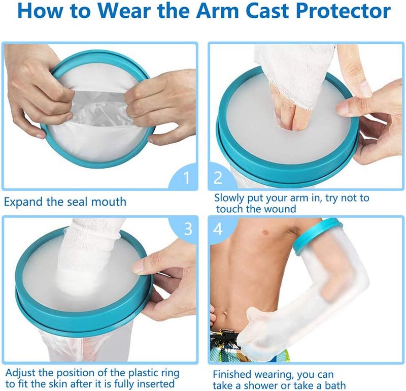 VALLEYWIND Kids Cast Covers for Shower Arm Teens Waterproof and Watertight Cast Bandage Protector Bag for Broken Surgery Wound Arm, Hands, Wrists, Elbow, Fingers, Reusable Keeps Bandage Dry (L) - Image 5